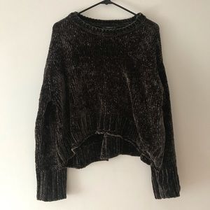 Zara Forest Green Chenille Scoop Cropped Sweater